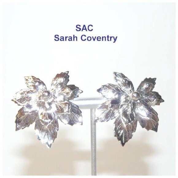Sarah Coventry Jewelry - SILVERY MAPLE Leaf Vintage 1958 Clip On Earrings